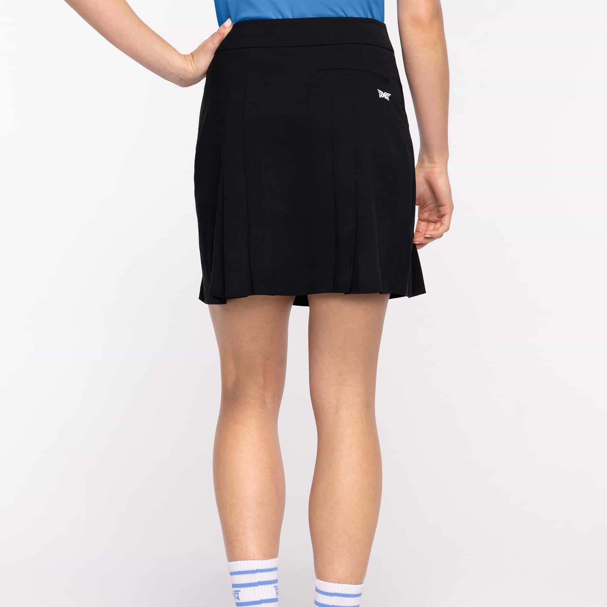 PXG Blue Stripe Golf Skirt in Black – Back on Model